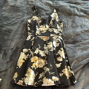 Gold Floral Dress